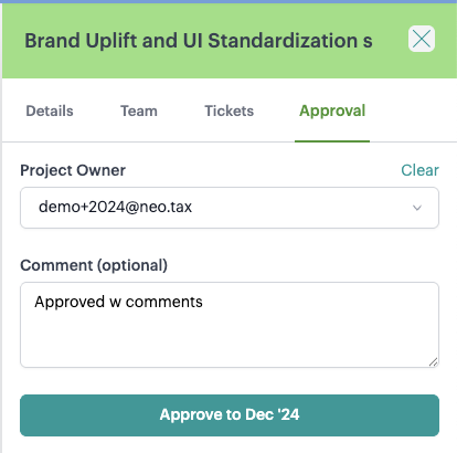Screenshot from Approve projects