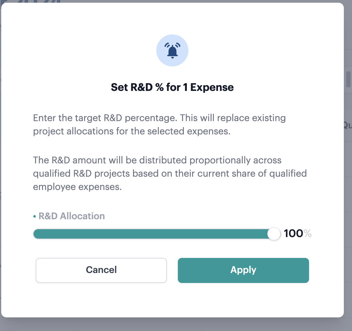 Screenshot from Set a target R&D percentage