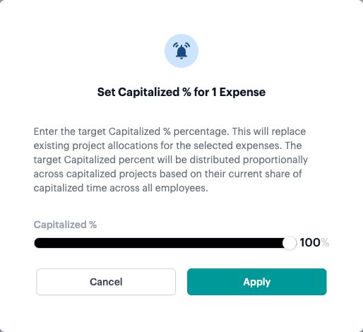Screenshot from Edit capitalization allocations