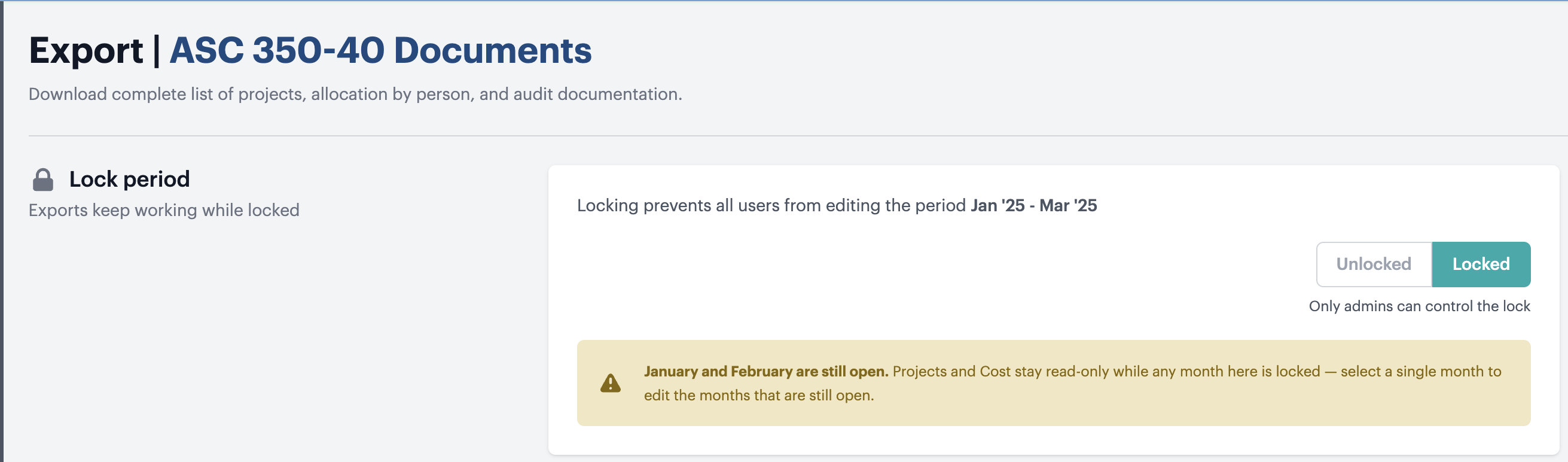 Screenshot from Lock a period