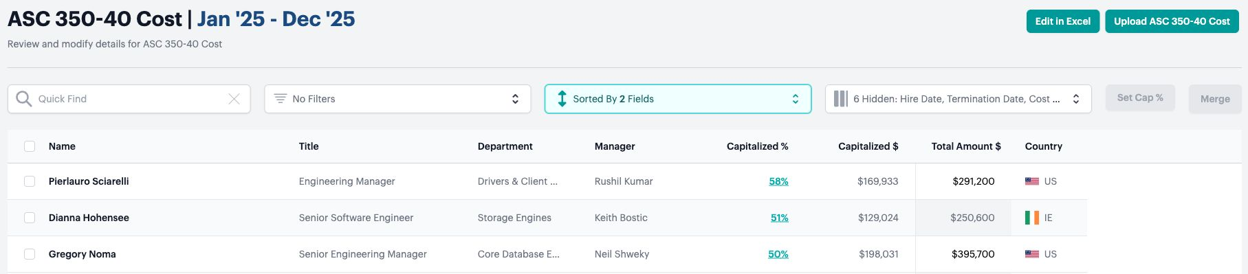 Screenshot from Edit capitalization allocations