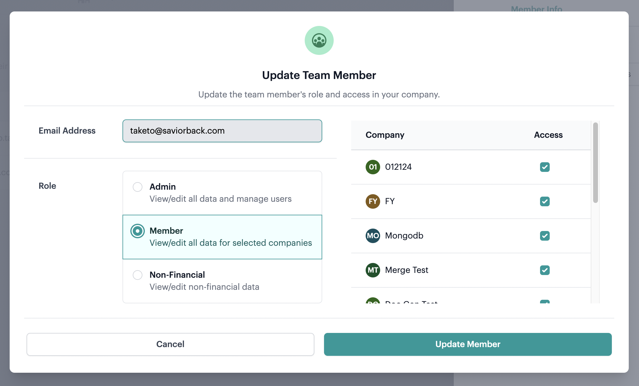 Screenshot from User roles and permissions