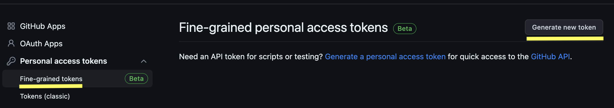 Screenshot from Connect GitHub with a personal access token