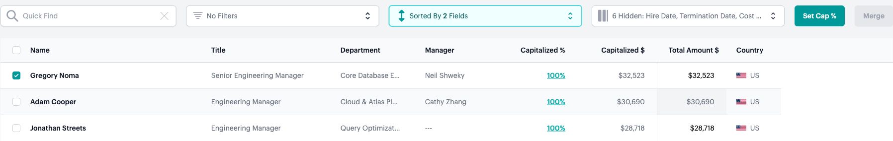 Screenshot from Edit capitalization allocations